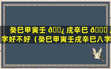 癸巳甲寅壬 🌿 戌辛巳 🐞 八字好不好（癸巳甲寅壬戌辛巳八字好不好呢）